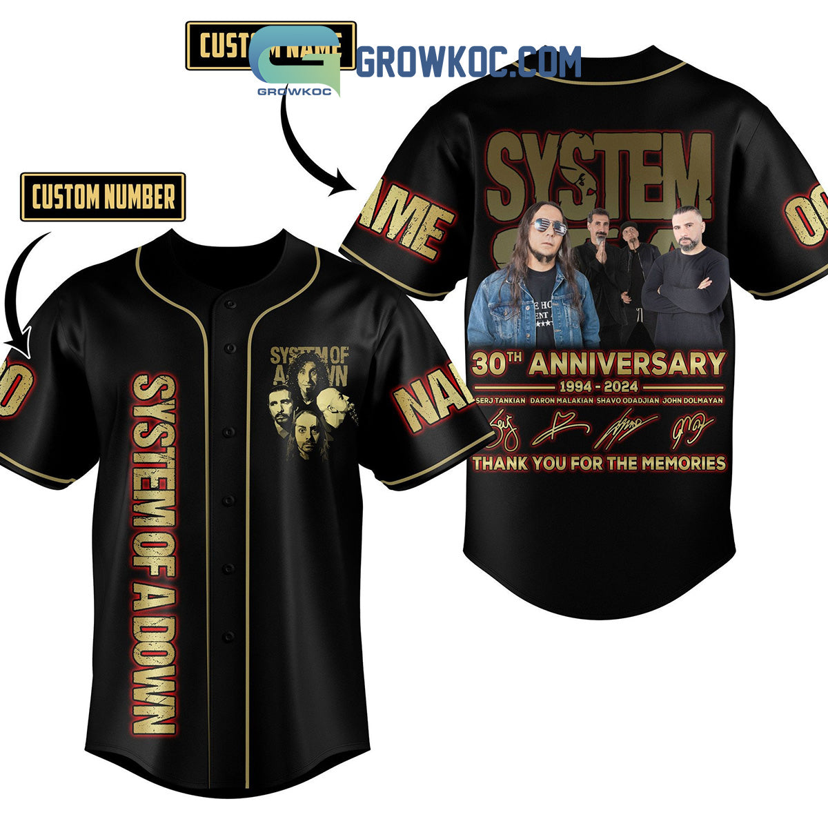 System Of A Down 30th Anniversary Personalized Baseball Jersey