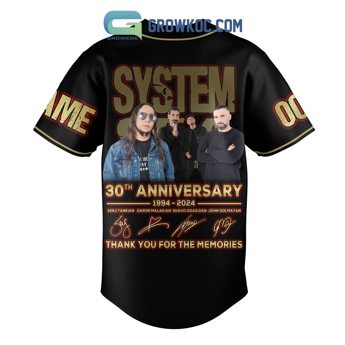 System Of A Down 30th Anniversary Personalized Baseball Jersey