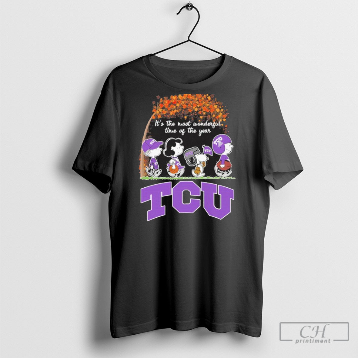 Tcu Horned Frogs And Peanuts Characters Its The Most Wonderful Time Of The Year T-Shirts, Hoodie, Sweatshirt
