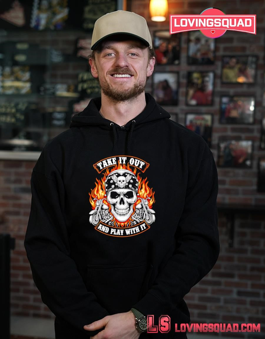 Take It Out Play With It Skeleton Biker Motorcycle T-shirt