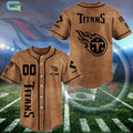 Tennessee Titans Brown American Flag Personalized Baseball Jersey