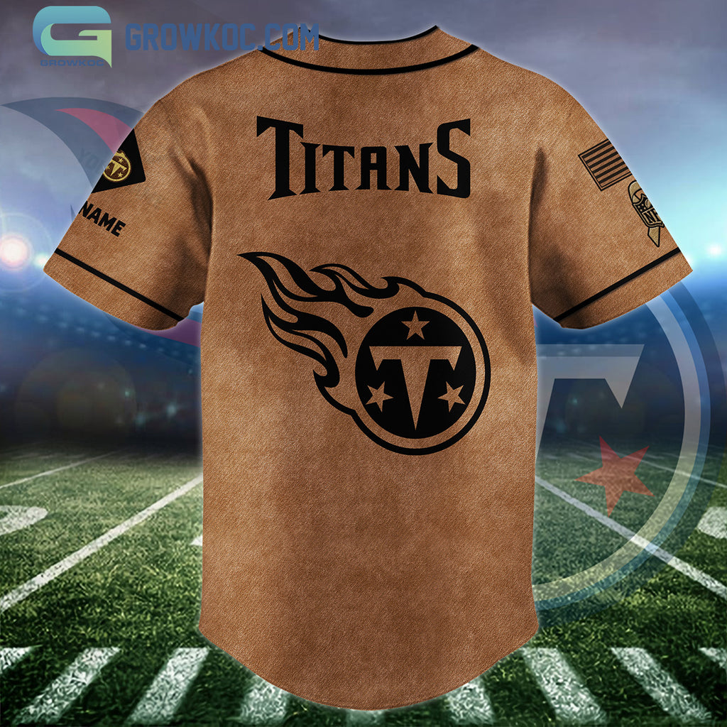 Tennessee Titans Brown American Flag Personalized Baseball Jersey