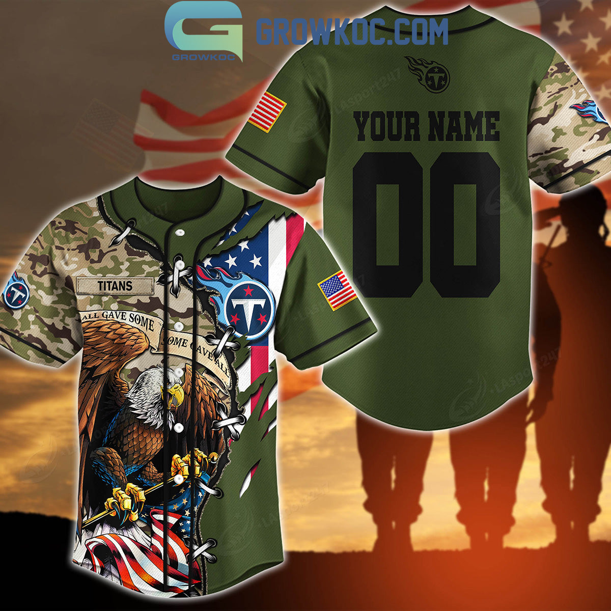 Tennessee Titans Veteran Proud Of America Personalized Baseball Jersey