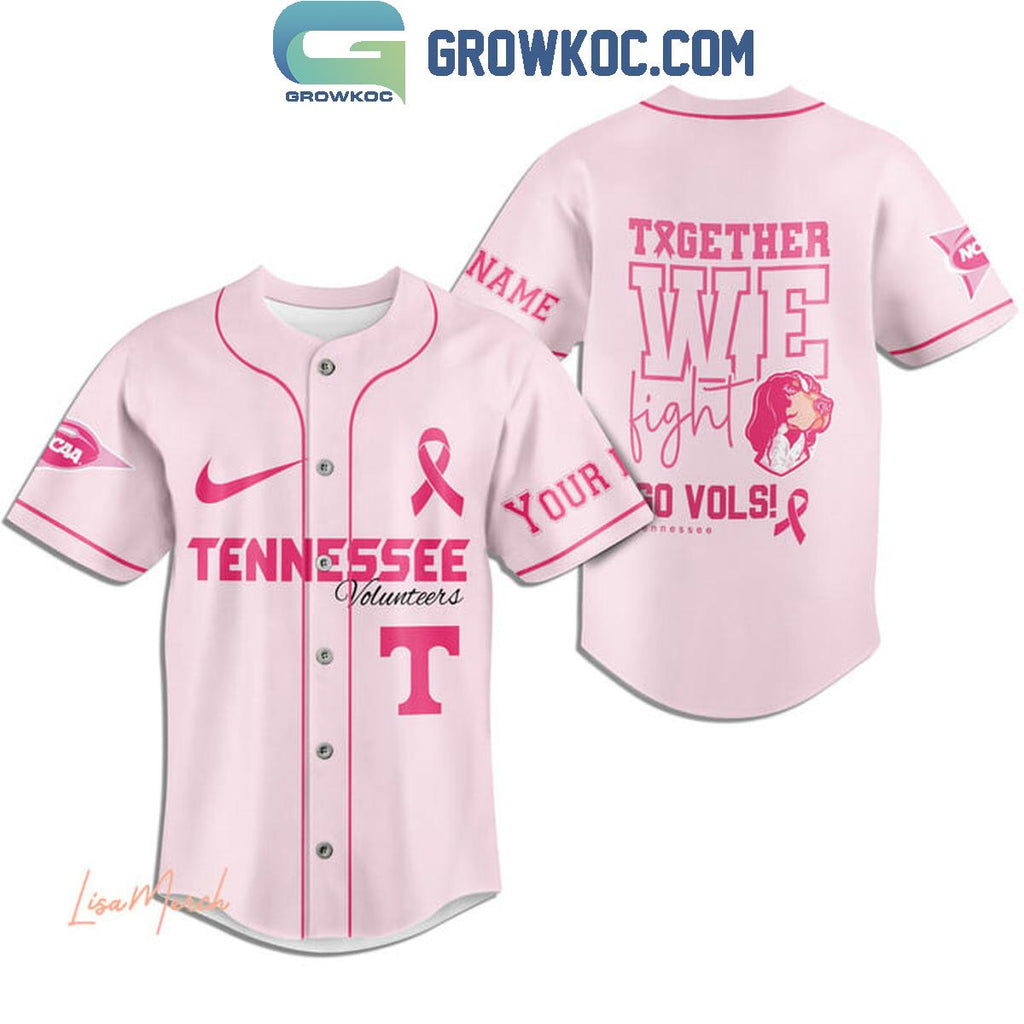 Tennessee Volunteers Together We Fight Breast Cancer Personalized Baseball Jersey