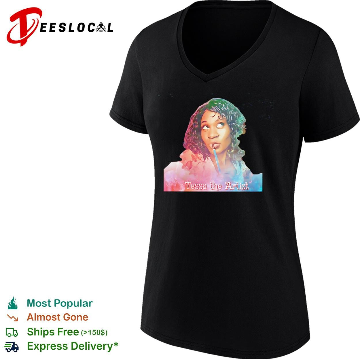 Tessa the Artist girl painting stylized portrait shirt