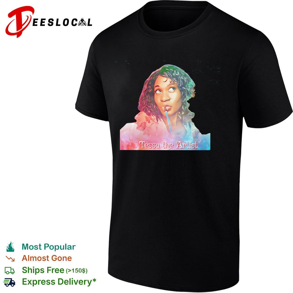 Tessa the Artist girl painting stylized portrait shirt