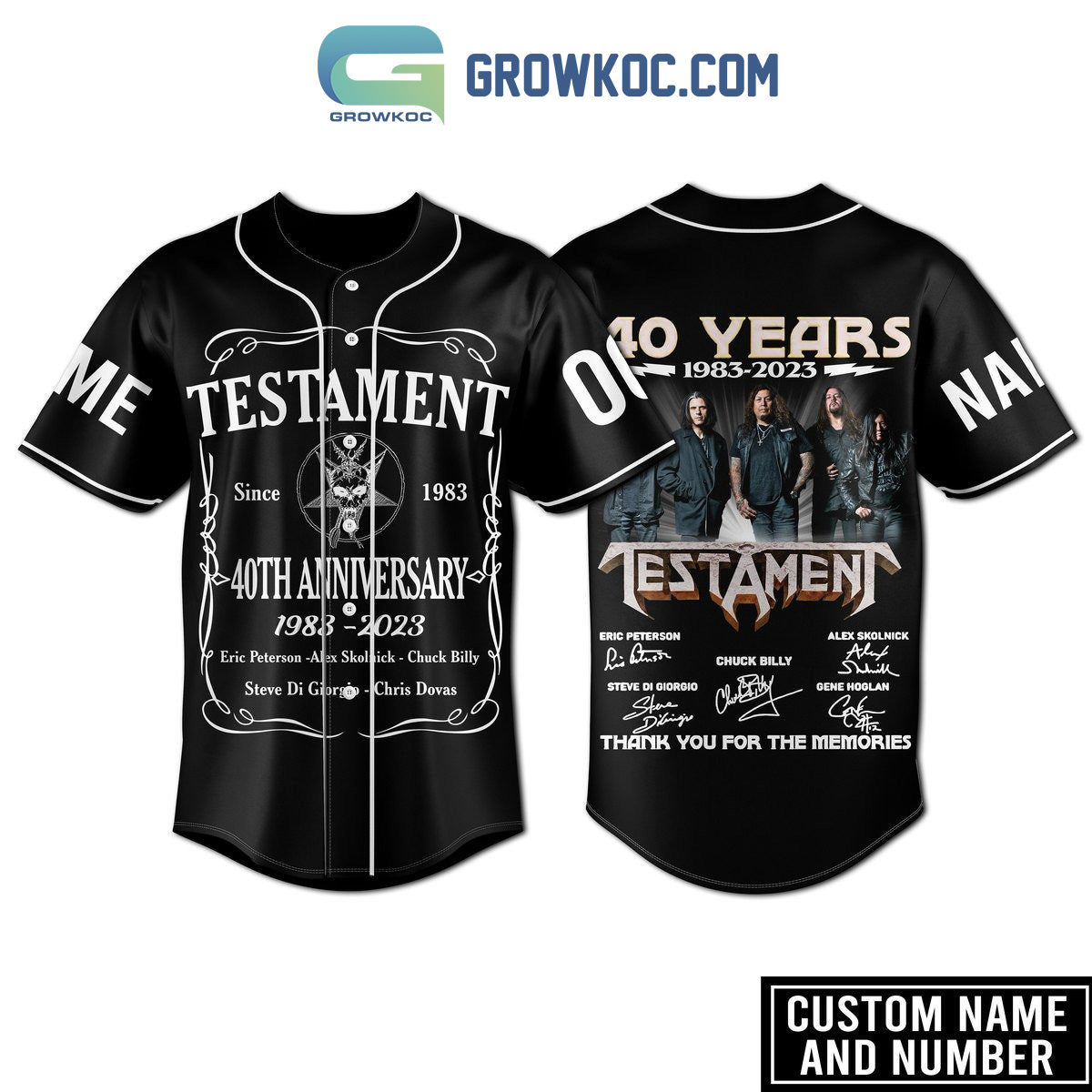 Testament 40th Anniversary 1983 2023 Memories Personalized Baseball Jersey