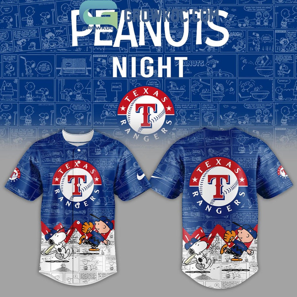 Texas Rangers Peanuts 75th Anniversary Baseball Jersey