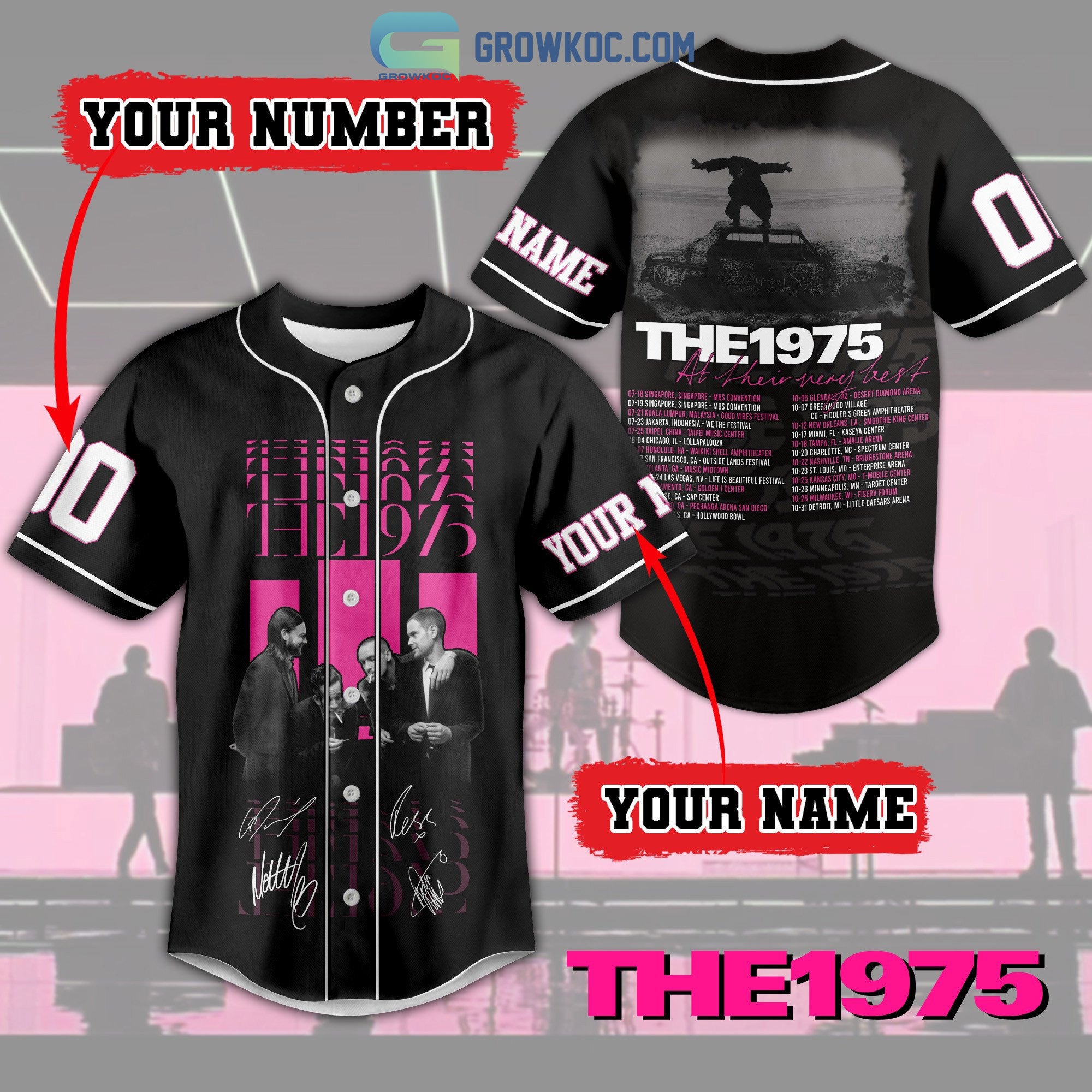 The 1975 At Their Very Best Tour 2023 Black Design Baseball Jersey