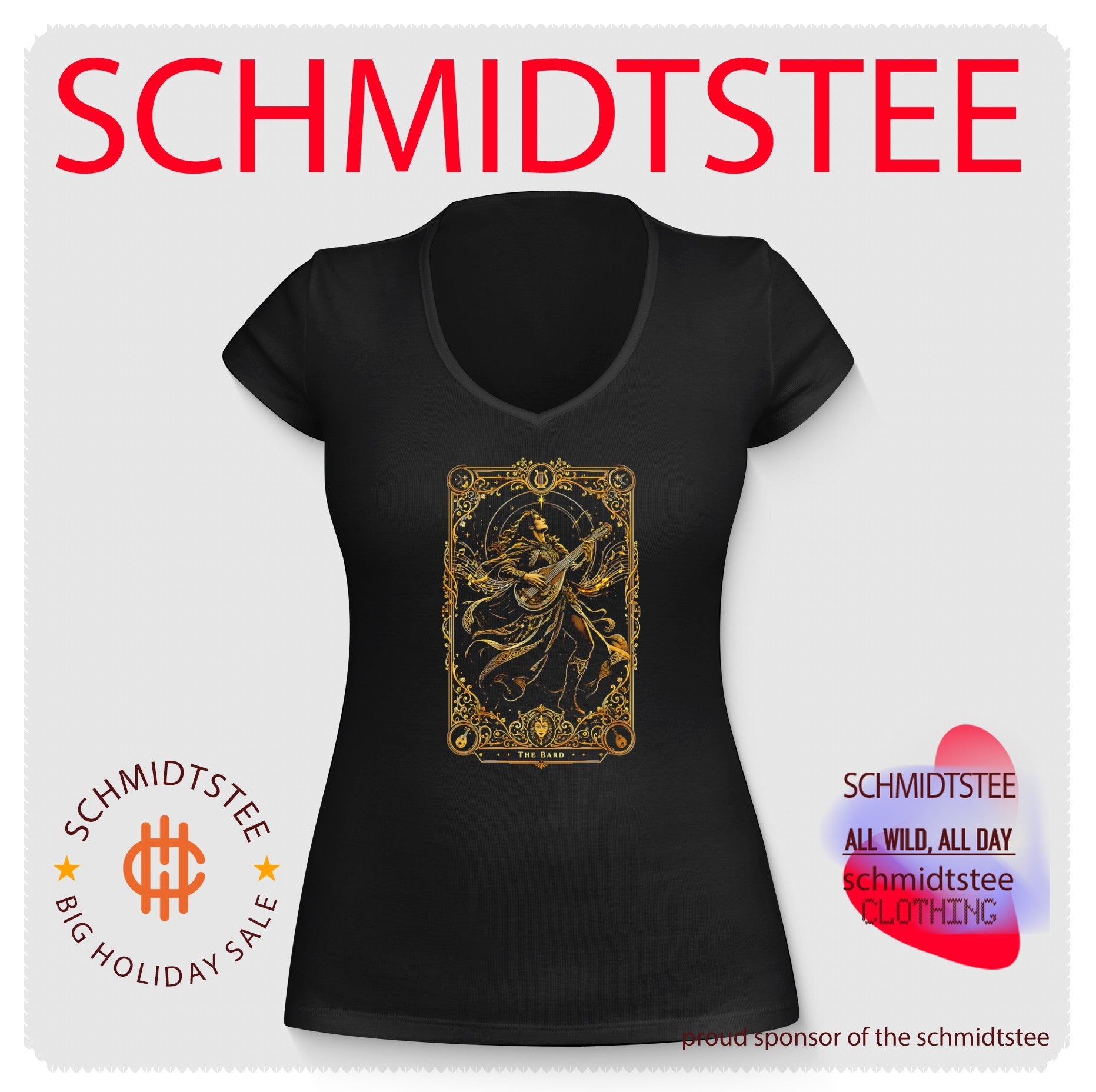 The Bard Tarot Card Fantasy Musician lute player shirt