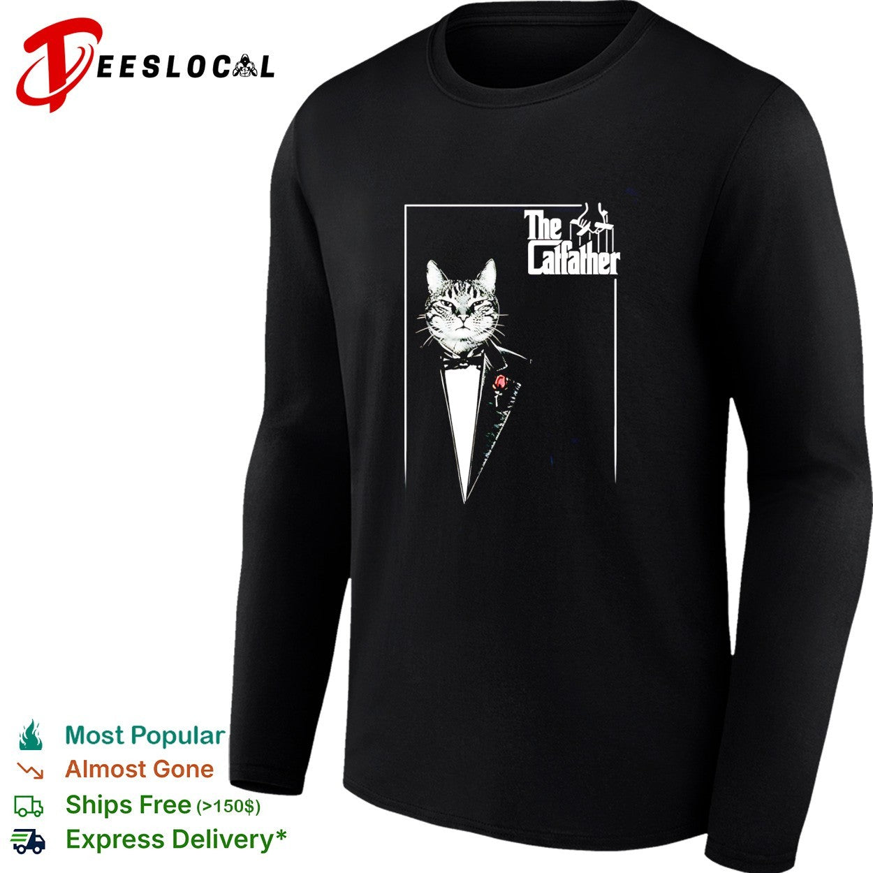 The Catfather cat wearing suit funny shirt