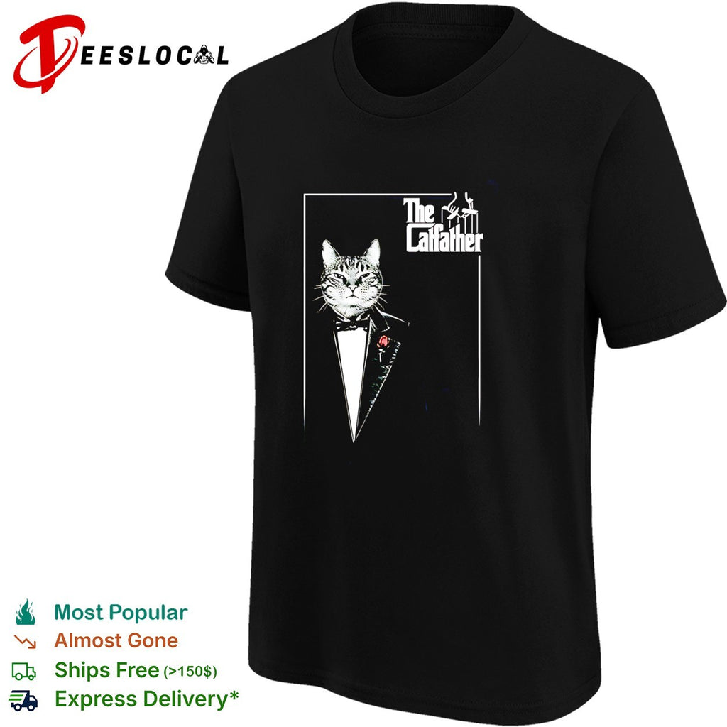 The Catfather cat wearing suit funny shirt