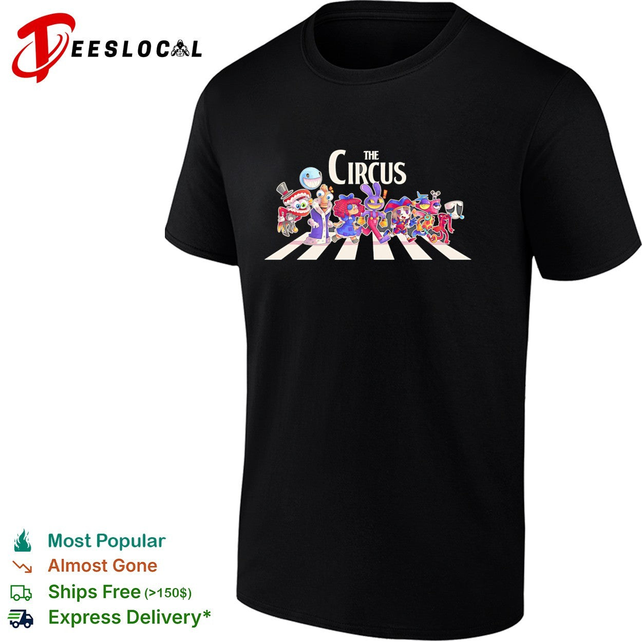 The Circus characters from The Amazing Digital Circus crossing road shirt