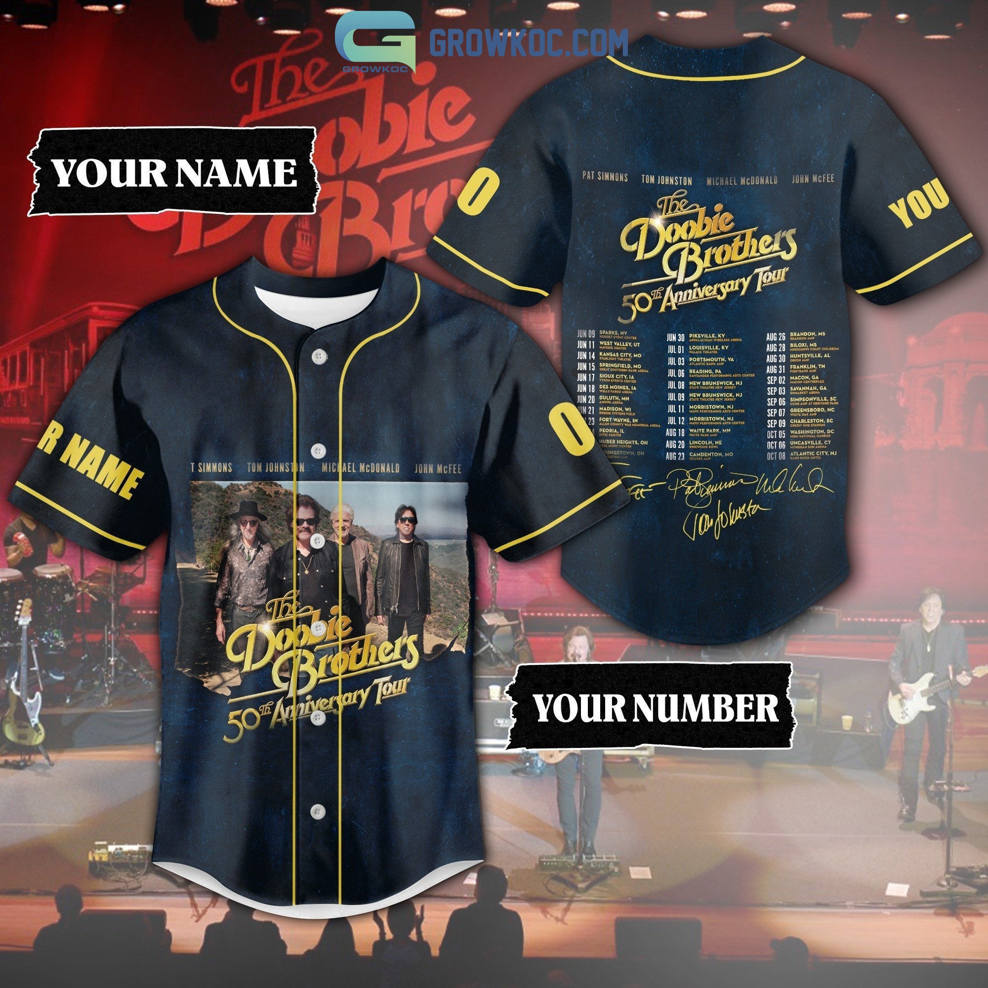 The Doobie Brothers 50th Anniversary Tour Personalized Baseball Jersey