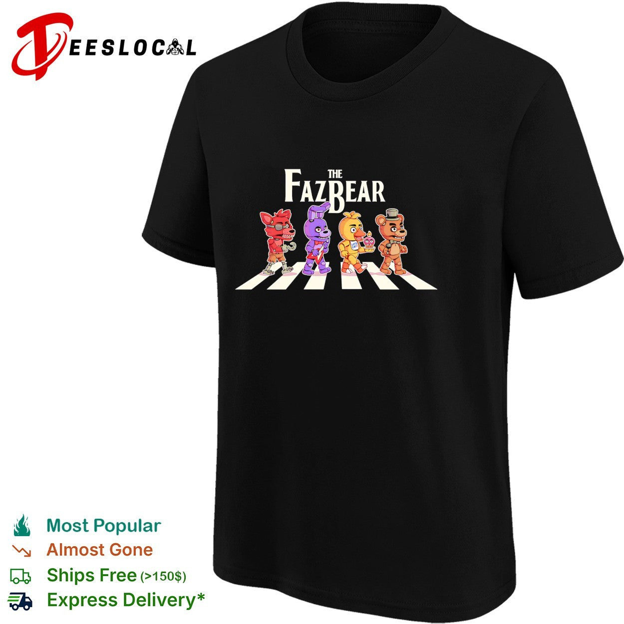 The Fazbear Foxy Bonnie Chica and Freddy crossing road shirt