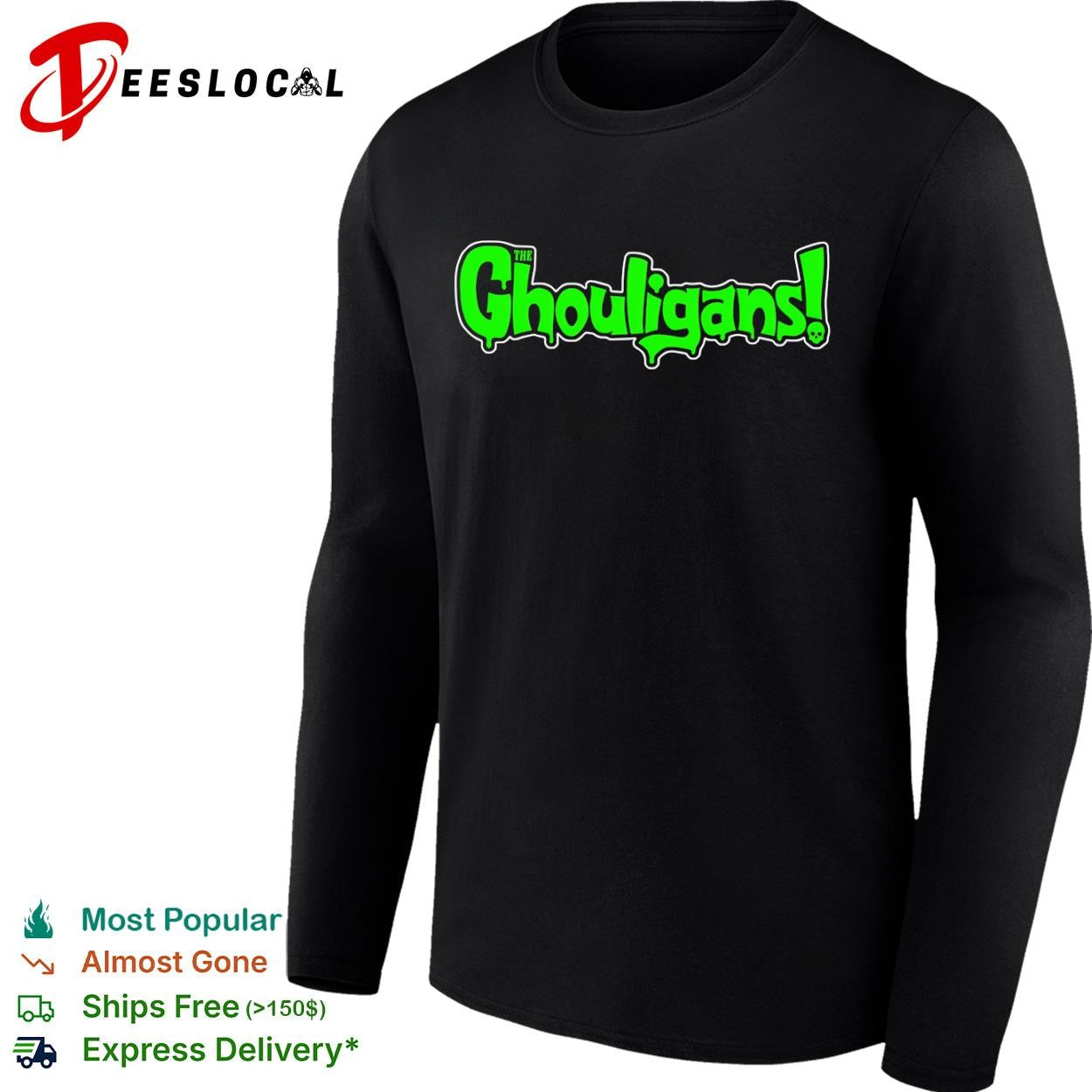 The Ghouligans slime typography horror skull shirt
