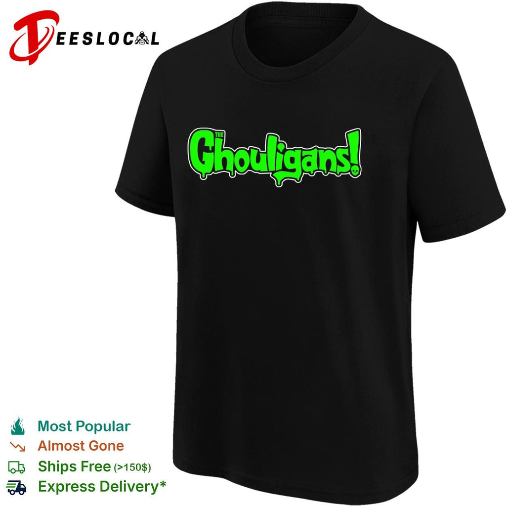 The Ghouligans slime typography horror skull shirt