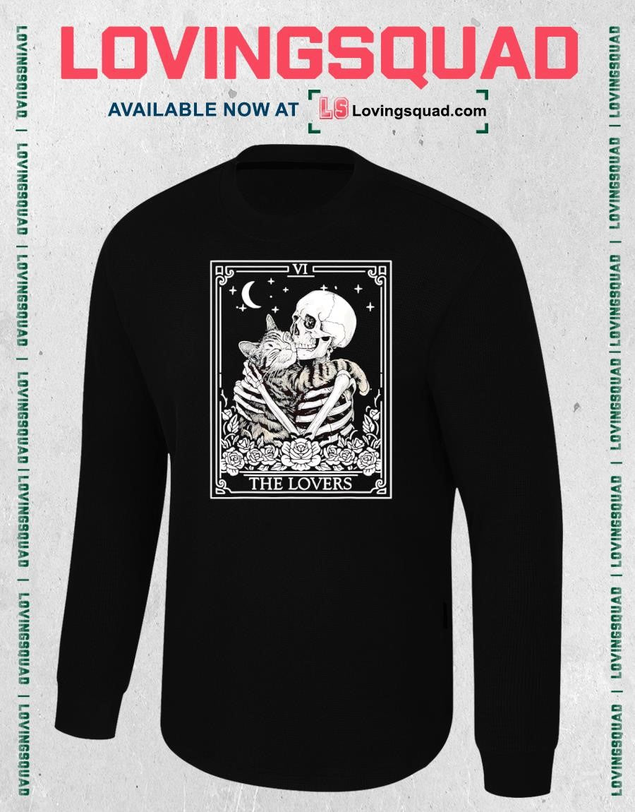 The Lovers Tarot Card Skeleton Hugging Cat T-Shirt