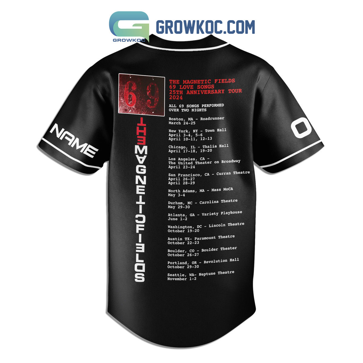 The Magnetic Fields 25th Anniversary Tour Personalized Baseball Jersey