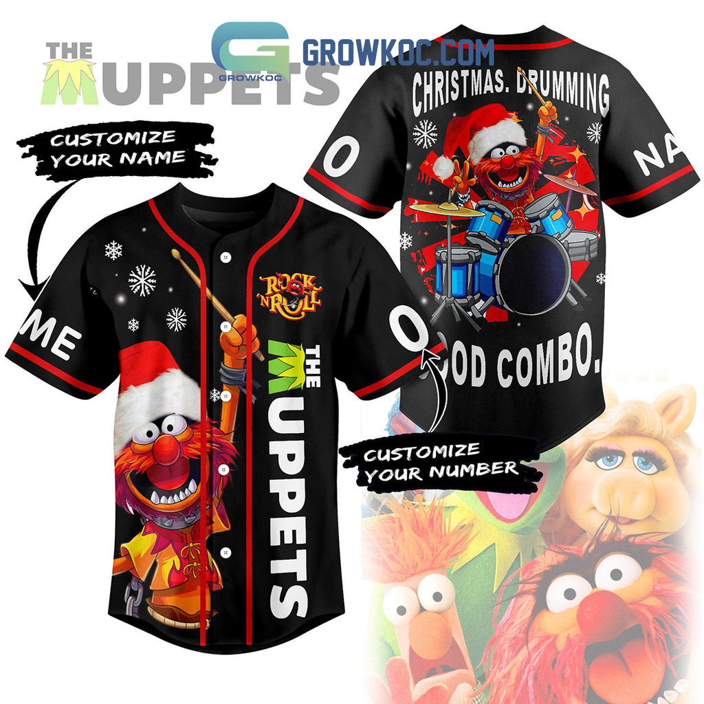 The Muppets Rock N Roll Christmas Drumming Personalized Baseball Jersey