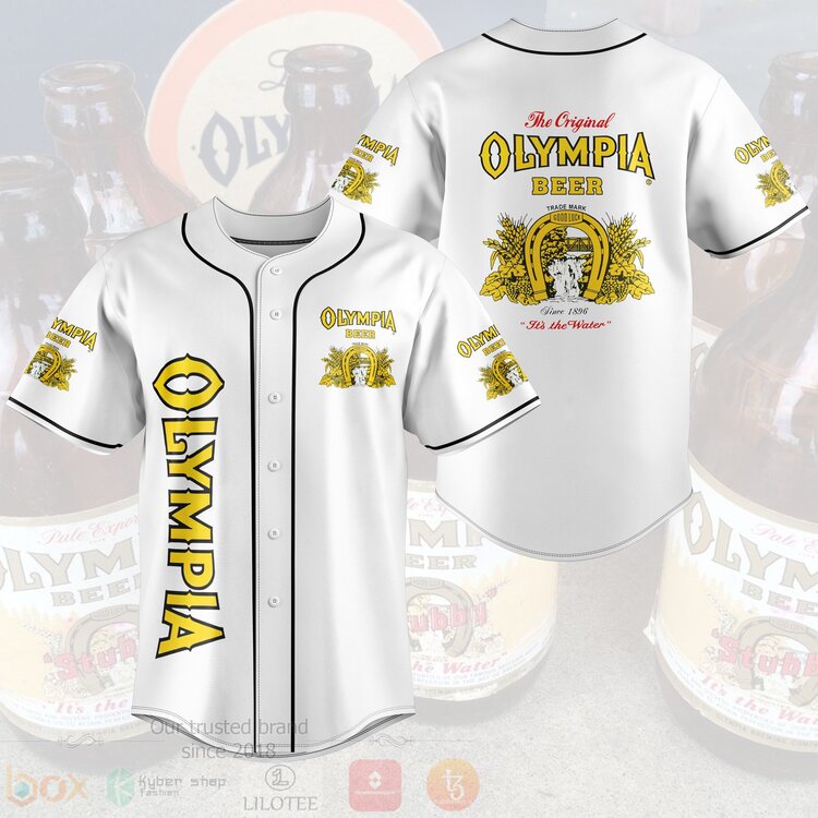 FASHION The Original Olympia Brewing Company Baseball Jerseys Botton Shirt