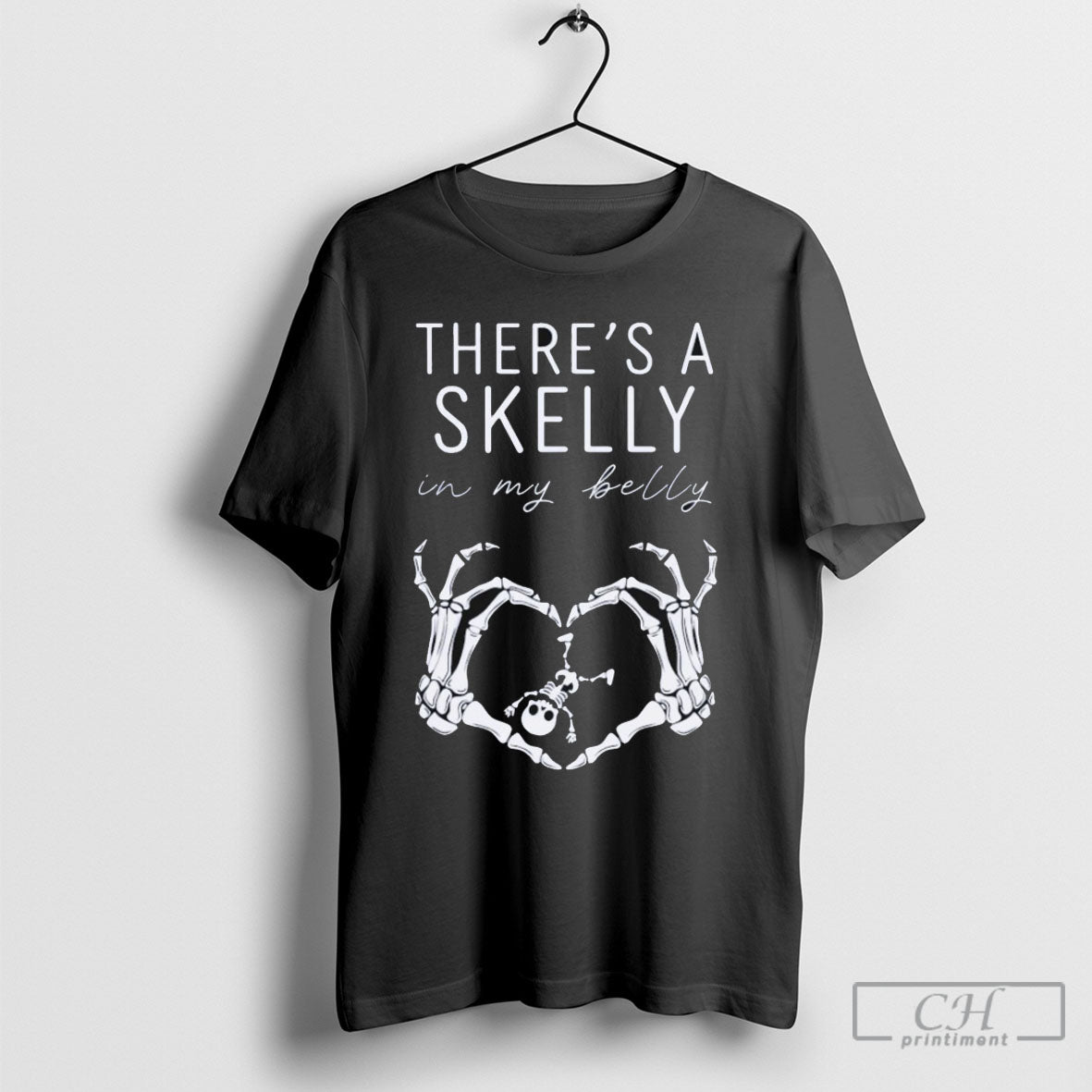 Theres A Skelly In My Belly Heart Hands Skeleton T-Shirts, Hoodie, Sweatshirt | InkRitualCo.com