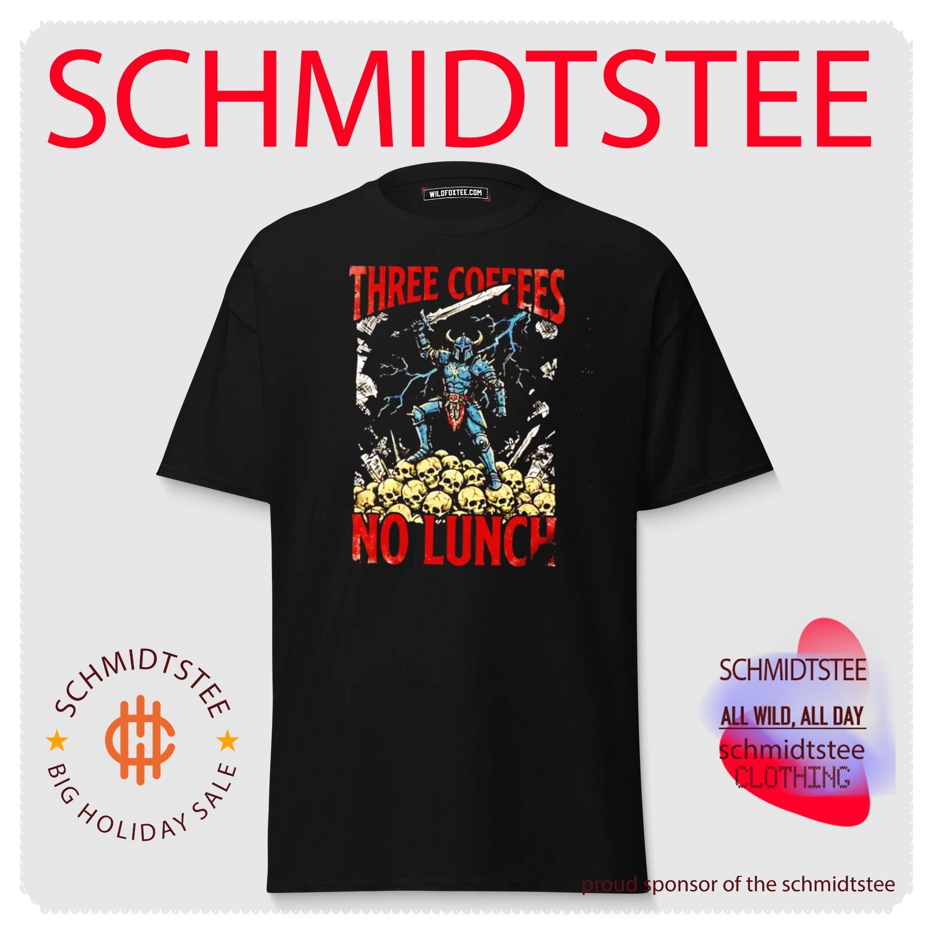 Three Coffees No Lunch caffeine addict warrior shirt