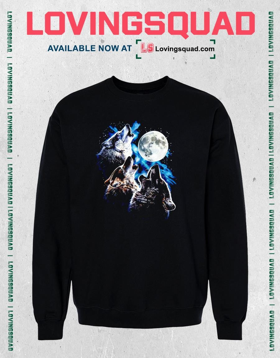 Three Wolves Howling at the Full Moon wolf shirt
