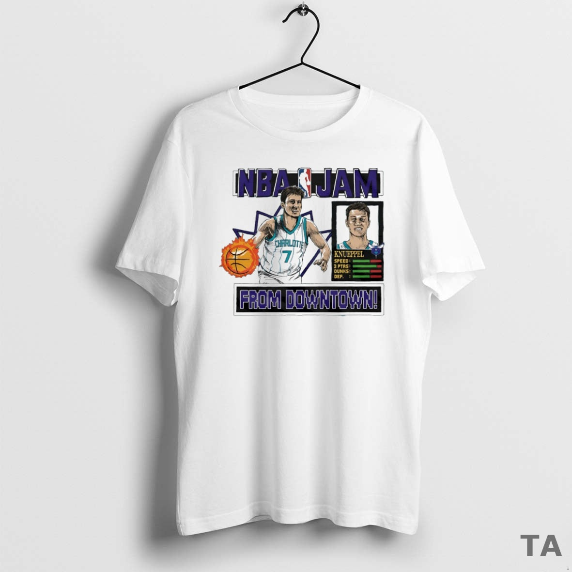 Top Nba Jam Charlotte Hornets Kon Knueppel From Downtown Circle T Shirt Sweater Hoodie, Sweatshirt | InkRitualCo.com