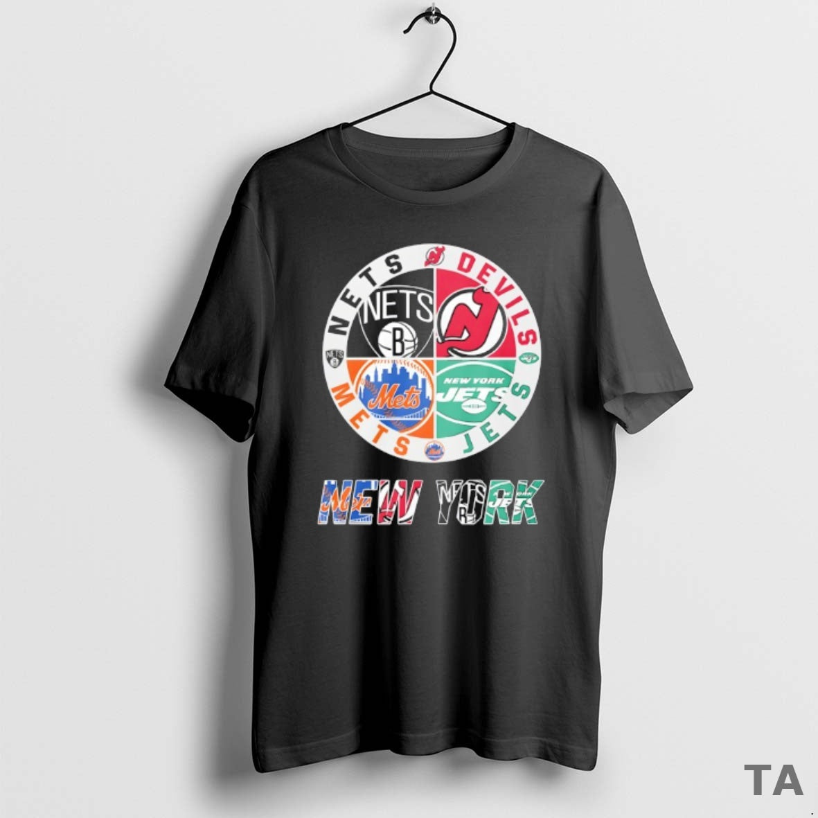 Top New York Mets New York Jets Brooklyn Nets And New Jersey Devils Mashup Logo T-Shirts, Hoodie, Sweatshirt