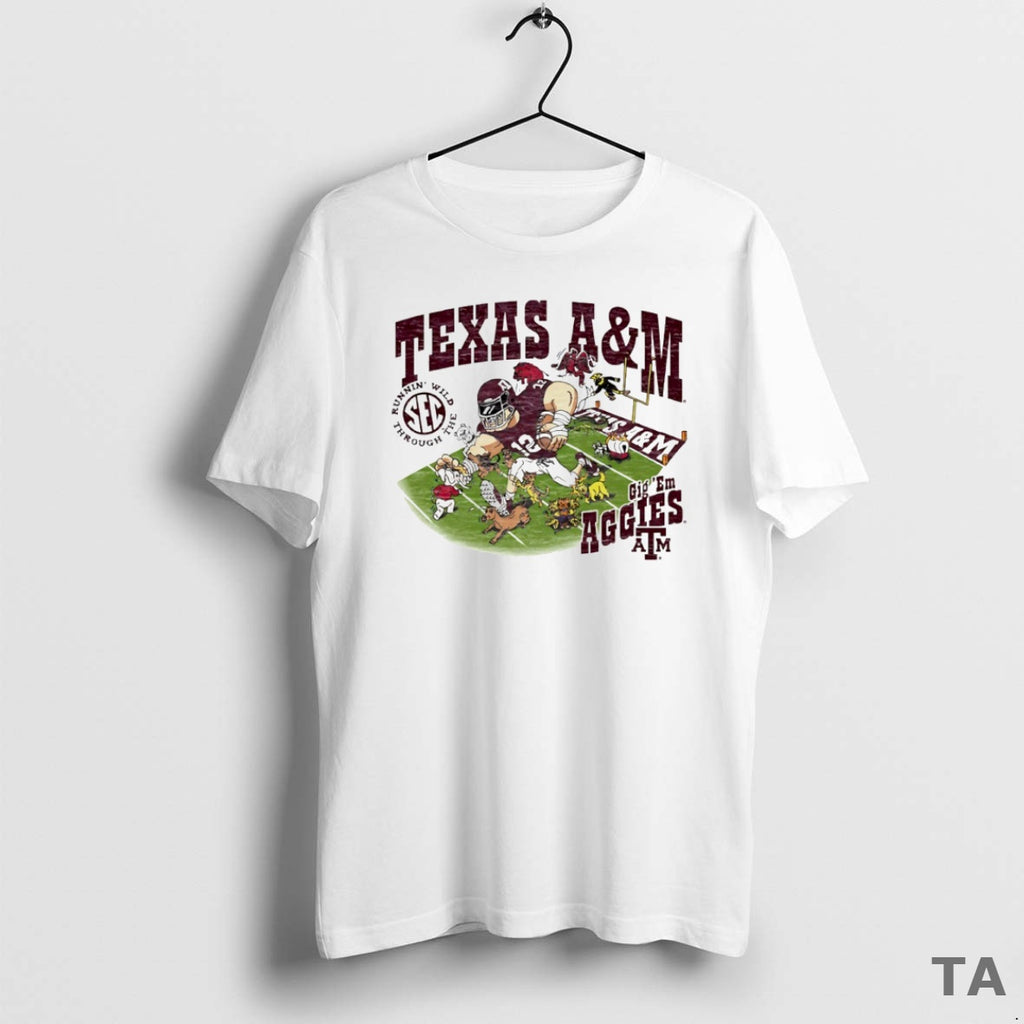 Top Runnin Wild Sec Cig Em Texas A And M Aggies Mascot Running Circle T-Shirts, Hoodie, Sweatshirt | InkRitualCo.com
