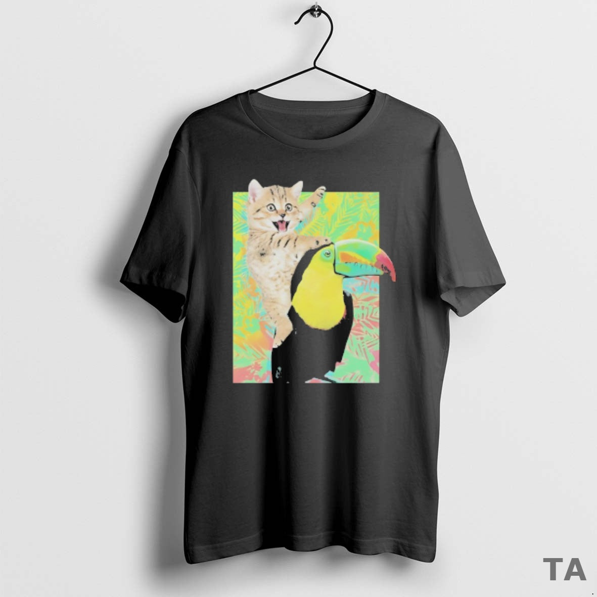 Top Tabby Cat Riding Toucans Animal Funny T Shirt Sweater Hoodie, Sweatshirt | InkRitualCo.com