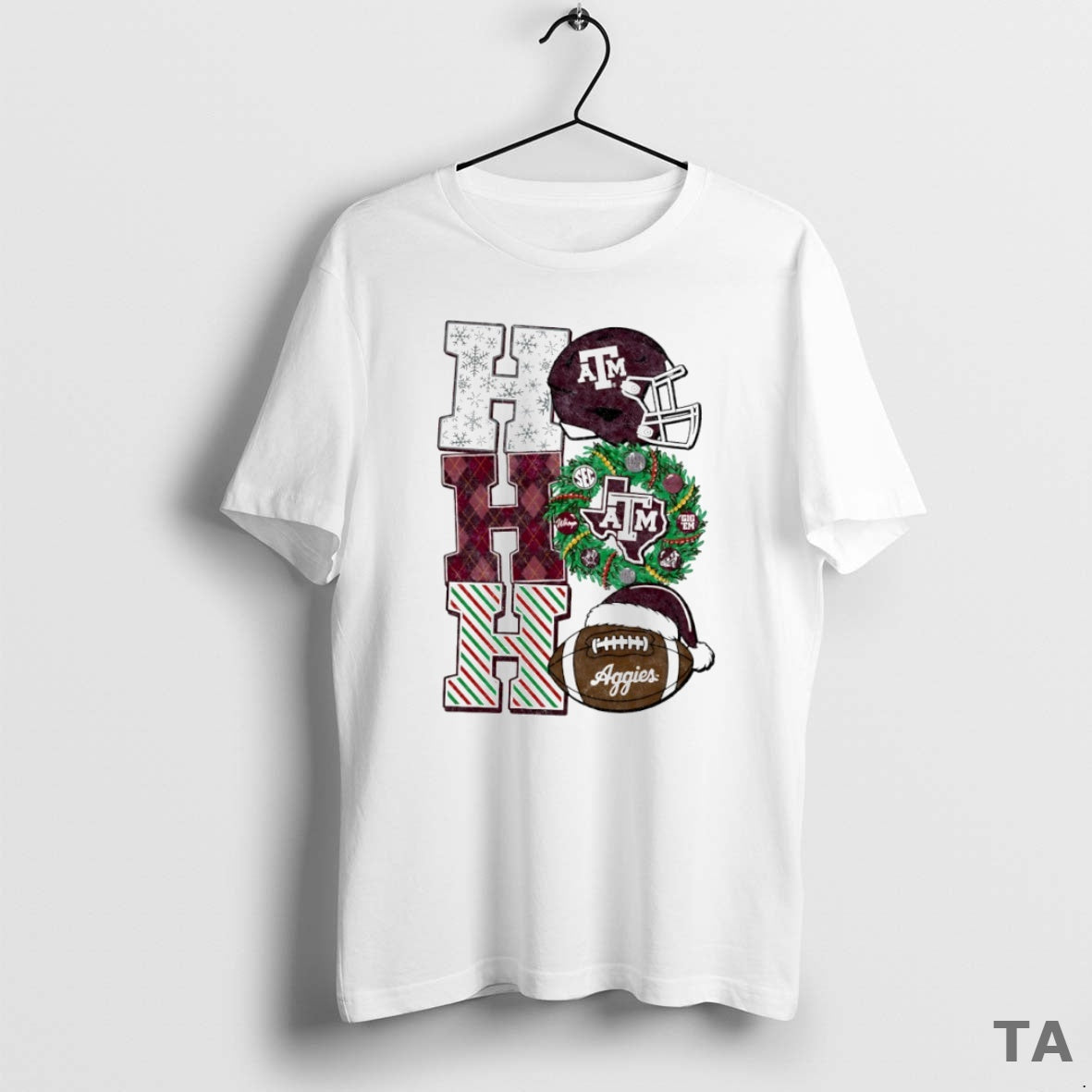 Top Texas A And M Aggies Ho Ho Ho Christmas Helmet Circle T Shirt Sweater Hoodie, Sweatshirt | InkRitualCo.com
