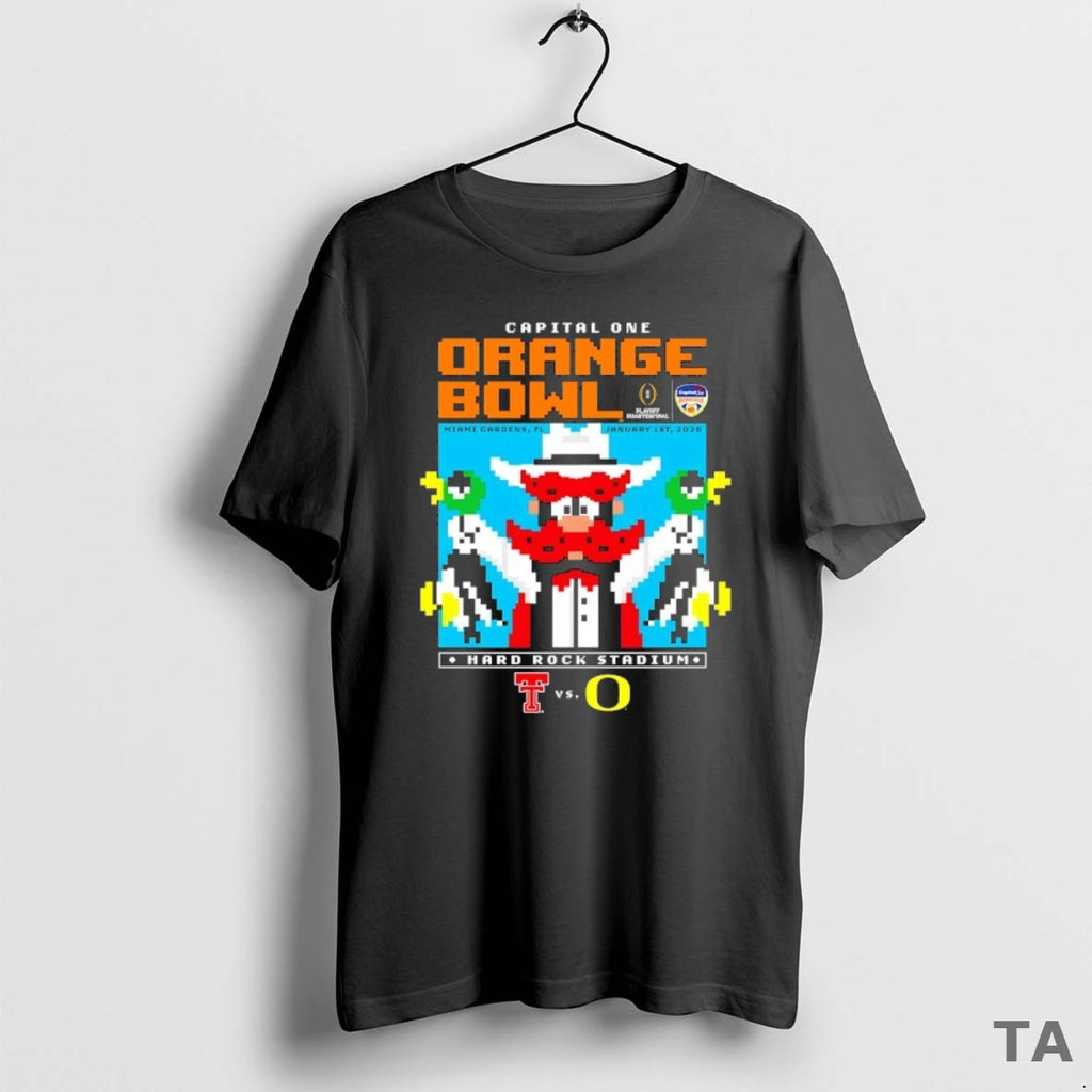 Top Texas Tech Red Raiders Capital One Orange Bowl 2026 Mascot Pixel T Shirt Sweater Hoodie, Sweatshirt | InkRitualCo.com