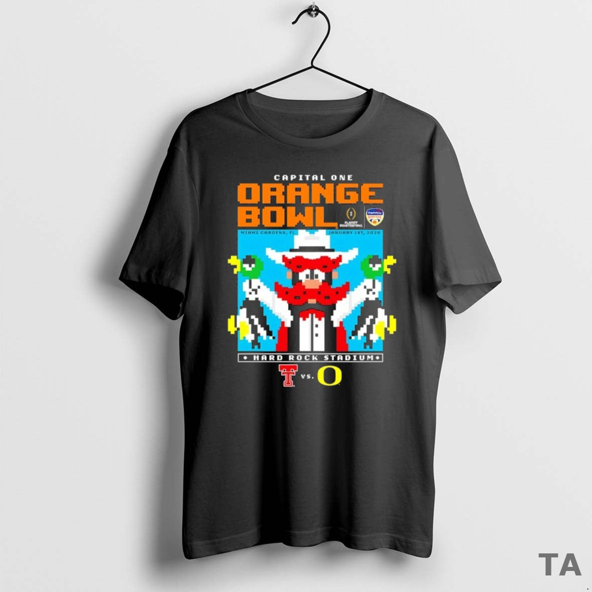 Top Texas Tech Red Raiders Capital One Orange Bowl 2026 Mascot Pixel T Shirt Sweater Hoodie, Sweatshirt | InkRitualCo.com