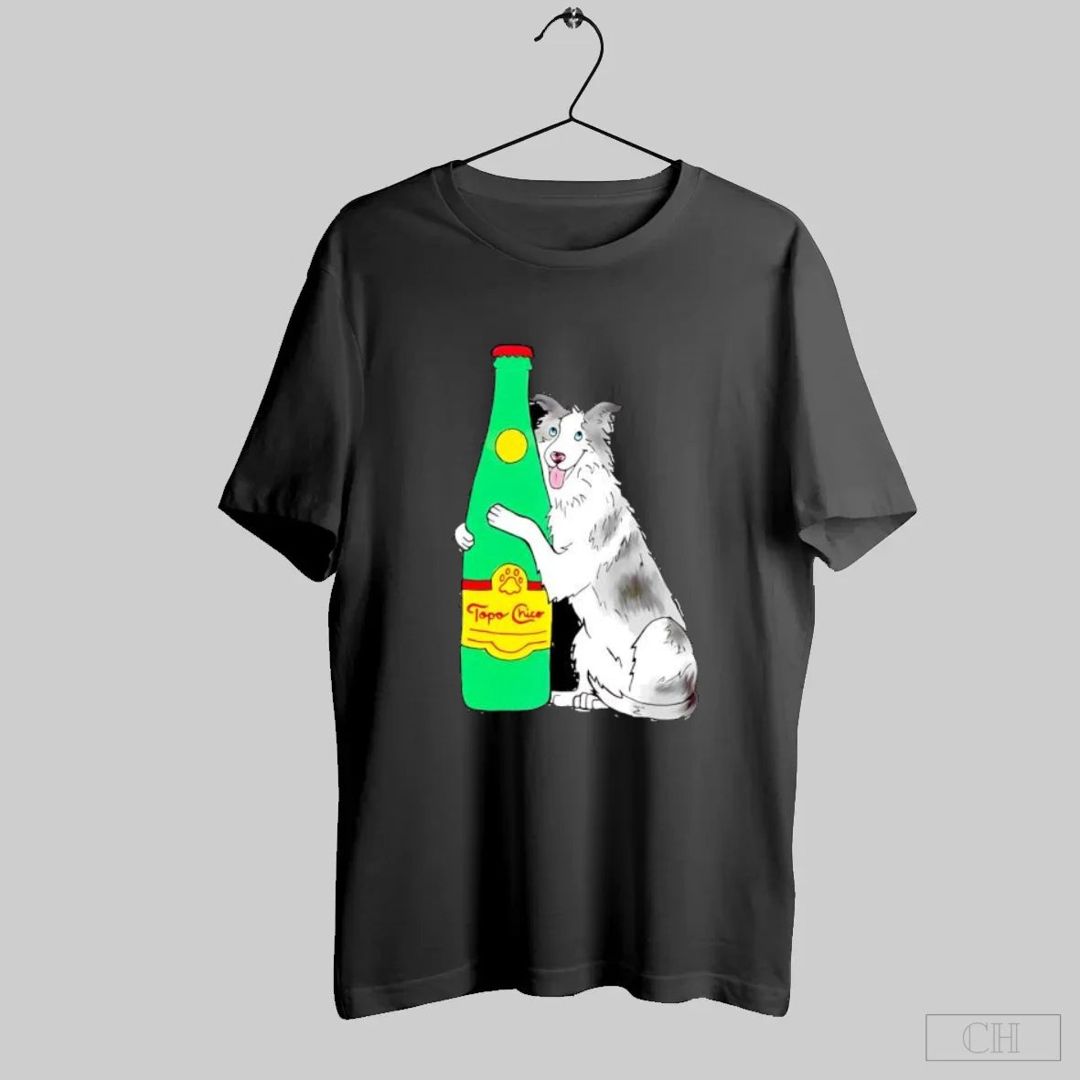 Topo Chico Border Collie Dog Holding A Bottle S Black T-Shirts, Hoodie, Sweatshirt | InkRitualCo.com