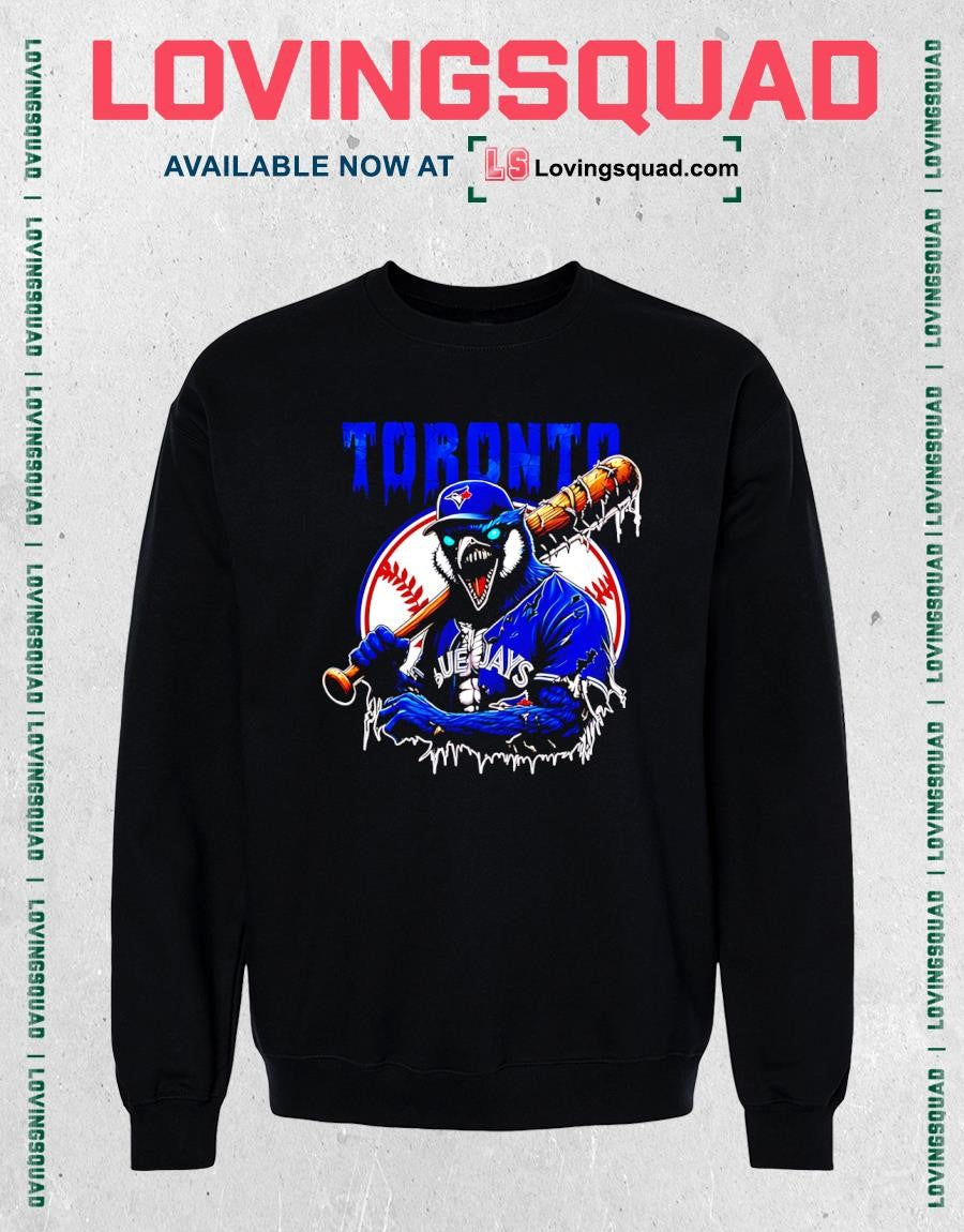 Toronto Blue Jays Monstrous Bird Holding Barbed Bat Baseball T-Shirt