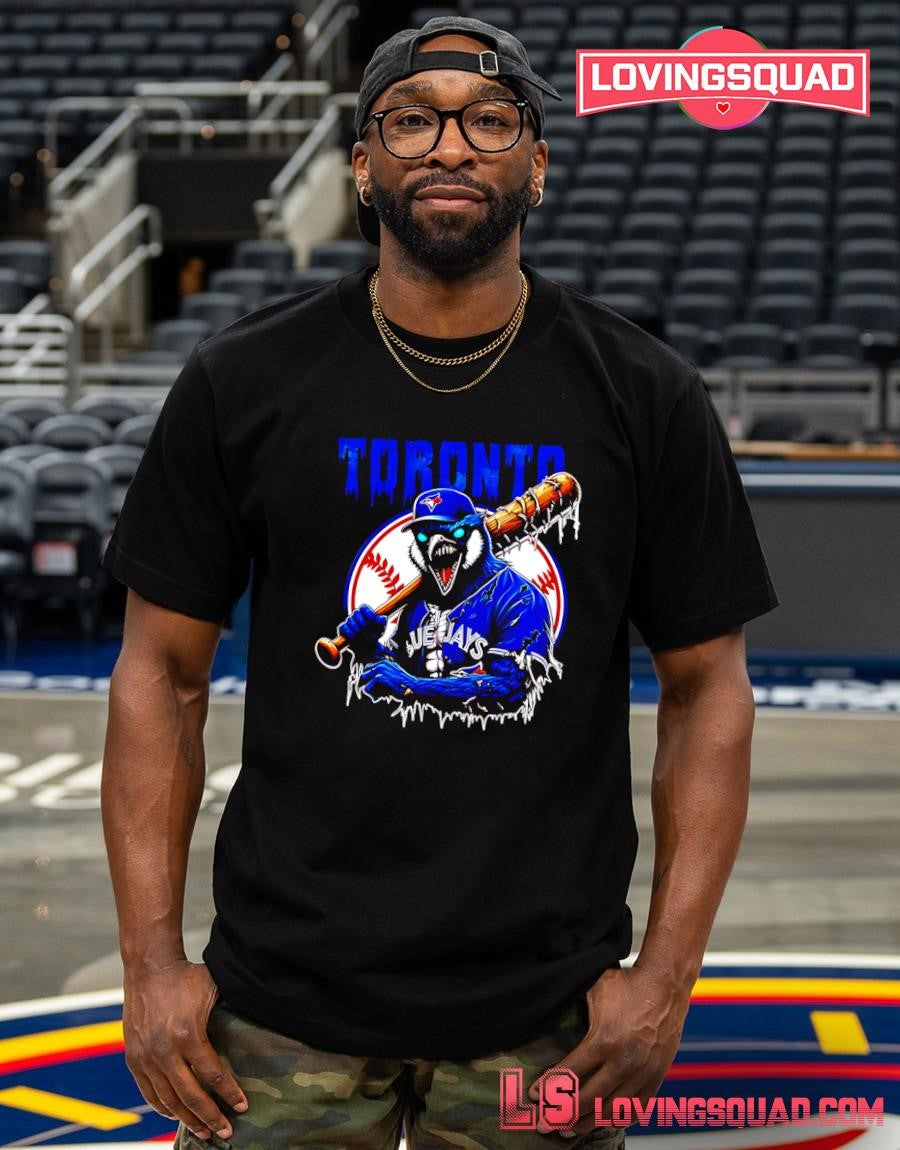 Toronto Blue Jays Monstrous Bird Holding Barbed Bat Baseball T-Shirt