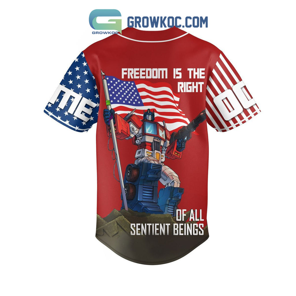 Transformers Autobot The Optimus Prime Fan Personalized Baseball Jersey