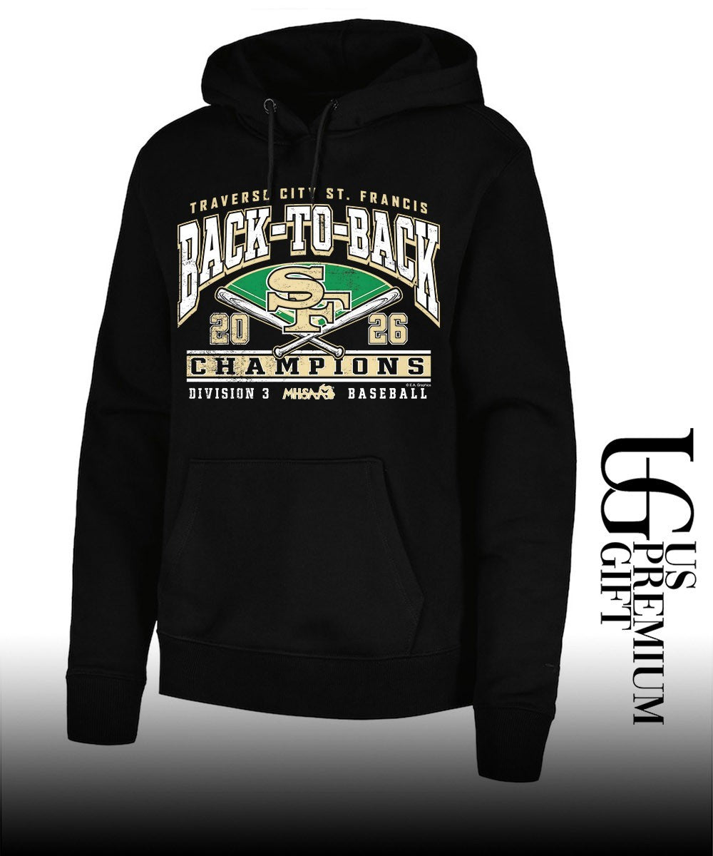 Traverse City St. Francis MHSAA Baseball D3 Back-To-Back Champions 2026 shirt