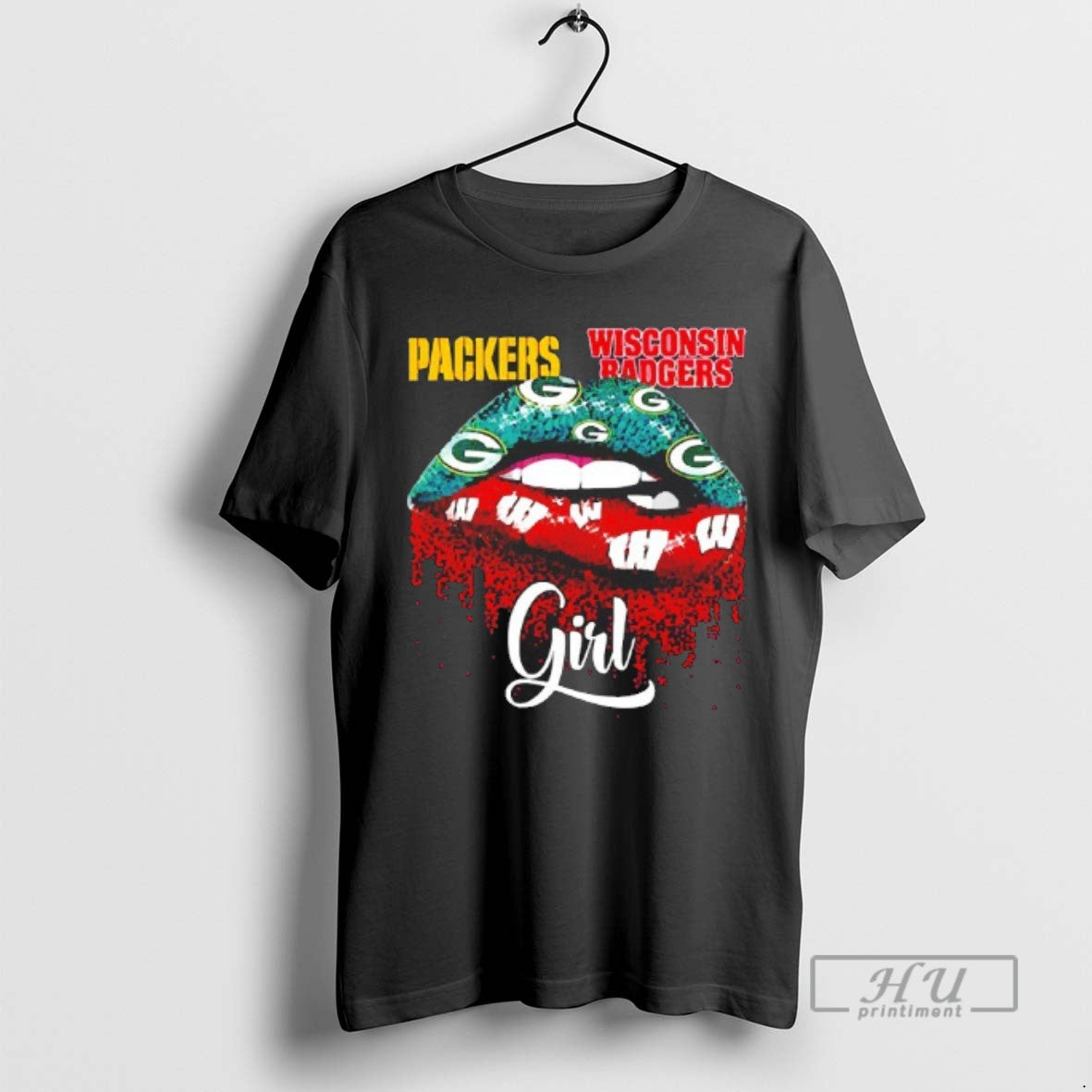 Trending Green Bay Packers And Wisconsin Badgers Girl Sexy Lips Blackshirt T Shirts Hoodie, Sweatshirt | InkRitualCo.com