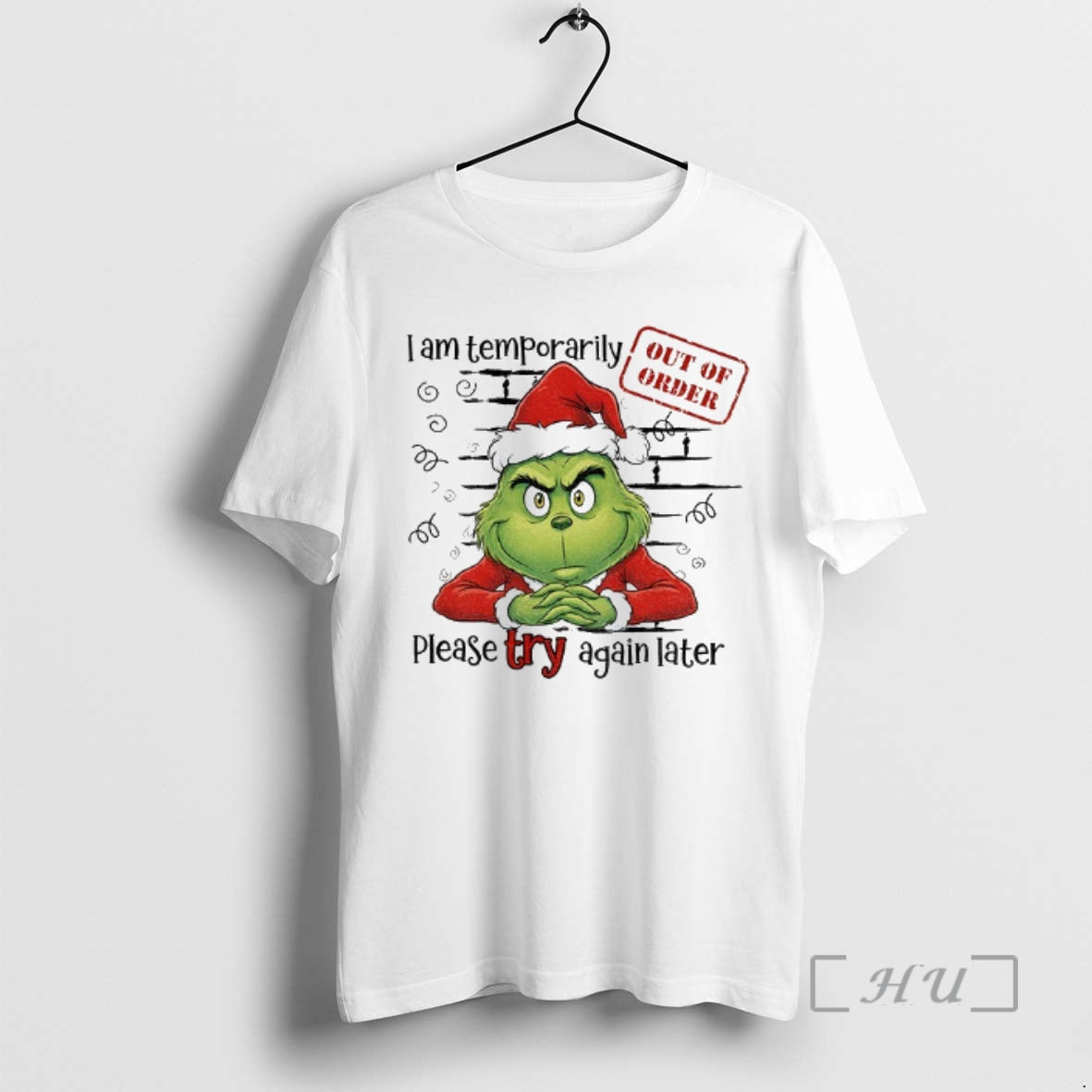 Trending Grinch Santa I Am Temporarily Please Try Again Later Christmas Premium T Shirts Sweater Hoodie, Sweatshirt