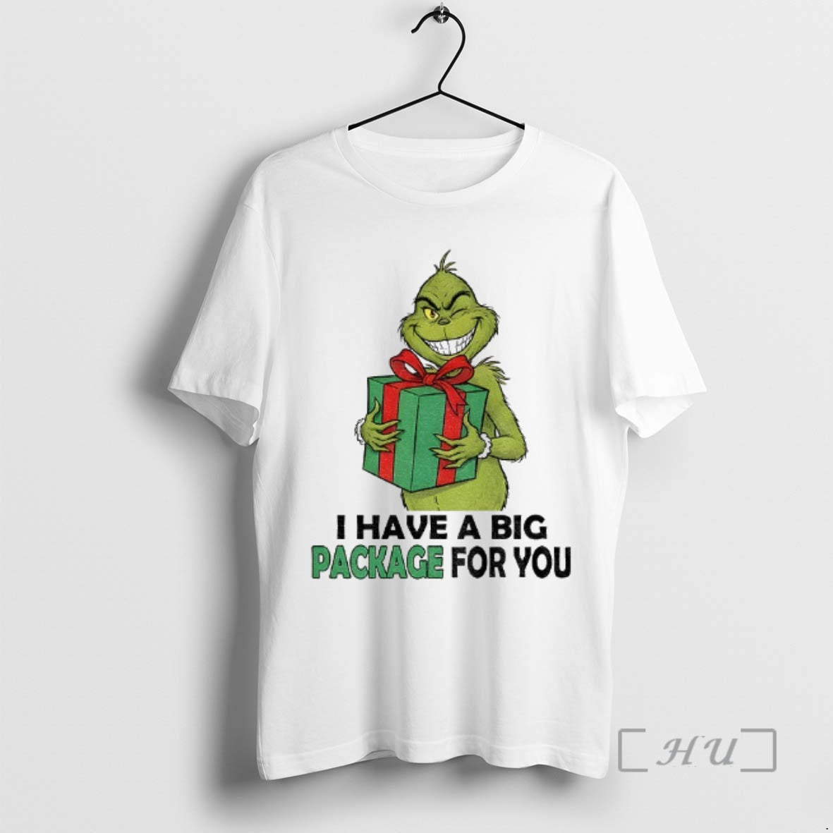 Trending Grinch Santa Holding Gift I Have A Big Package For You Christmas Premium T-Shirts, Hoodie, Sweatshirt