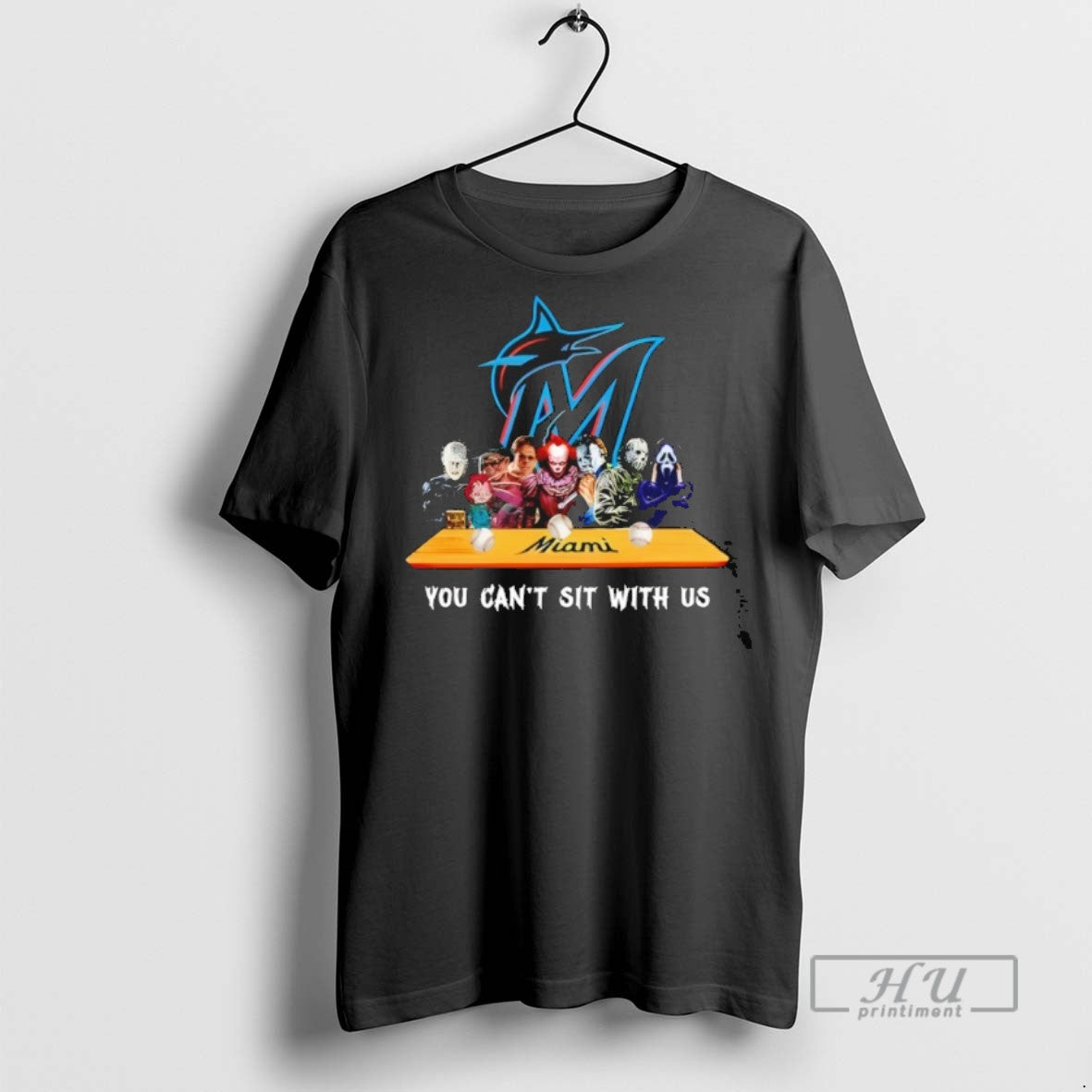 Trending Horror Movie Characters You Cant Sit With Us Miami Marlins Halloween Graphic T-Shirts, Hoodie, Sweatshirt