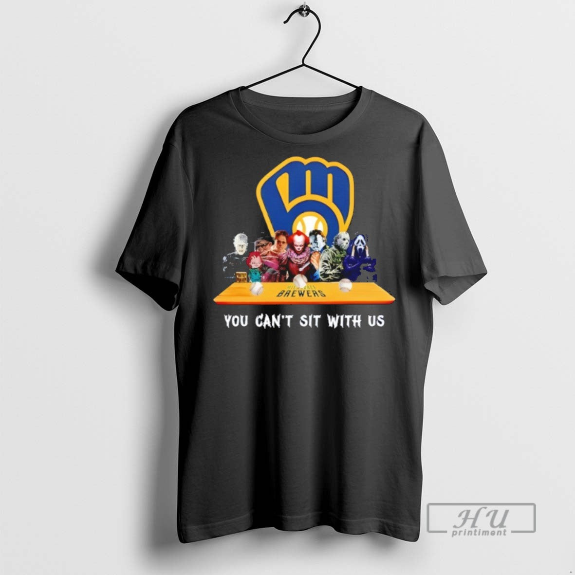 Trending Horror Movie Characters You Cant Sit With Us Milwaukee Brewers Halloween Graphic T-Shirts, Hoodie, Sweatshirt