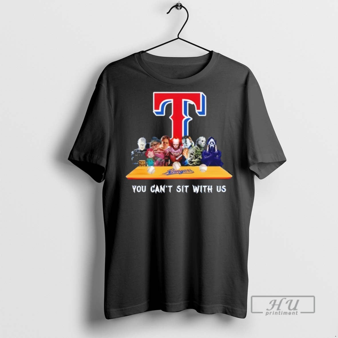 Trending Horror Movie Characters You Cant Sit With Us Texas Rangers Halloween Graphic T-Shirts, Hoodie, Sweatshirt