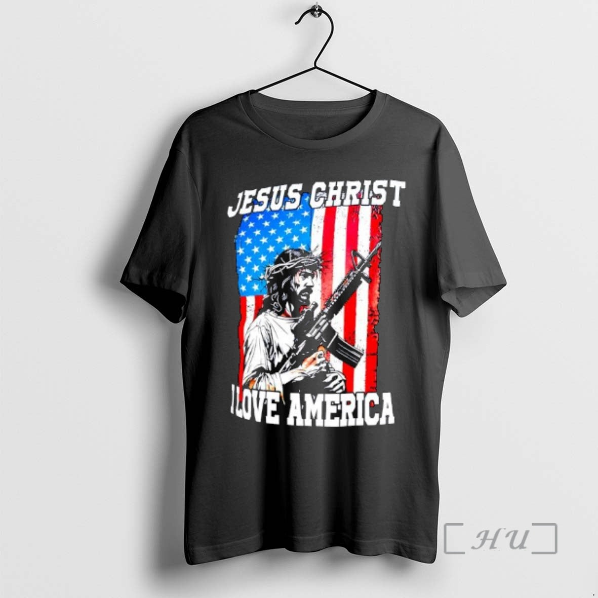 Trending Jesus Christ I Love America Rifle American Flag Graphic T-Shirts, Hoodie, Sweatshirt | InkRitualCo.com