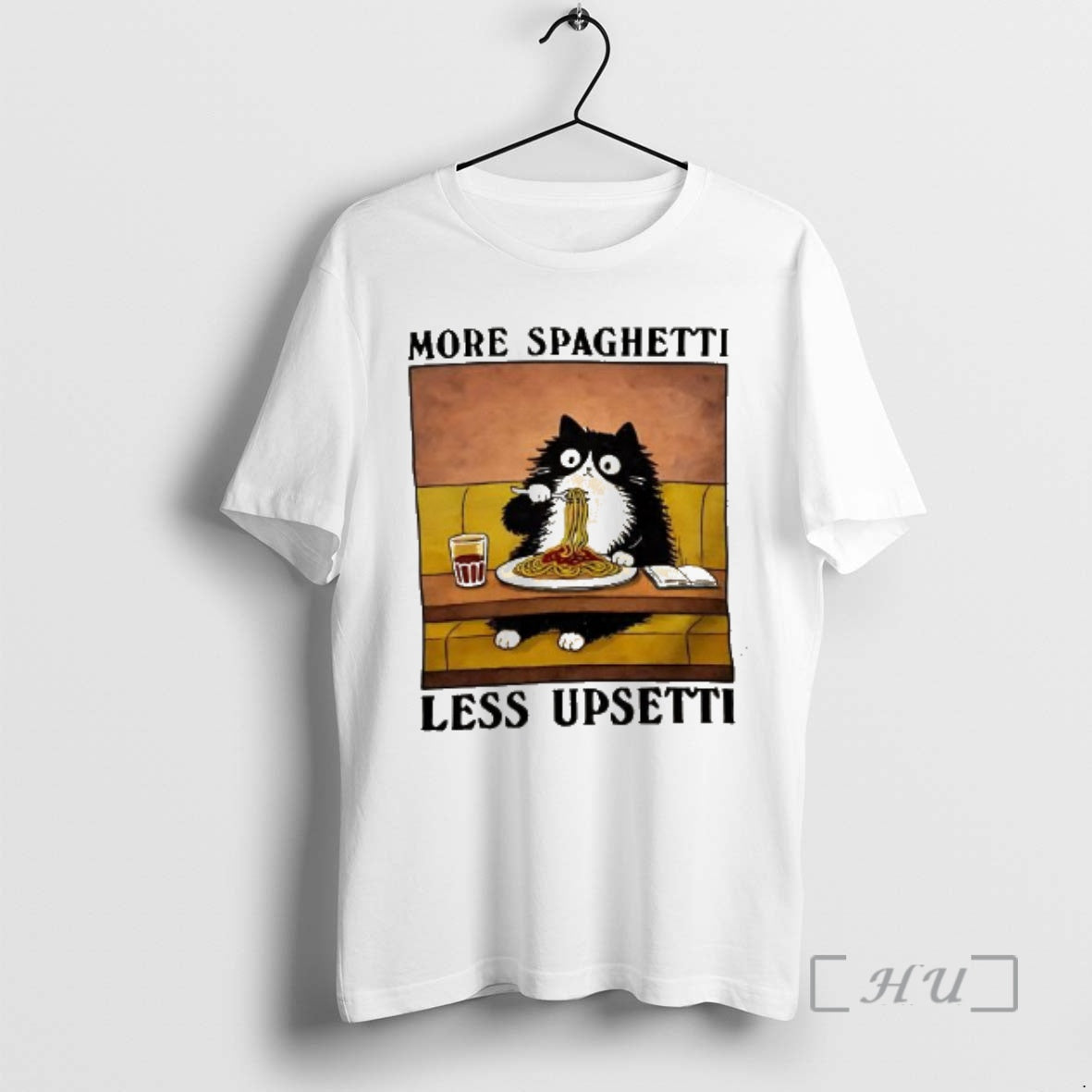 Trending More Spaghetti Less Upsetti Black Cat Eating Italian Food T-Shirts, Hoodie, Sweatshirt | InkRitualCo.com