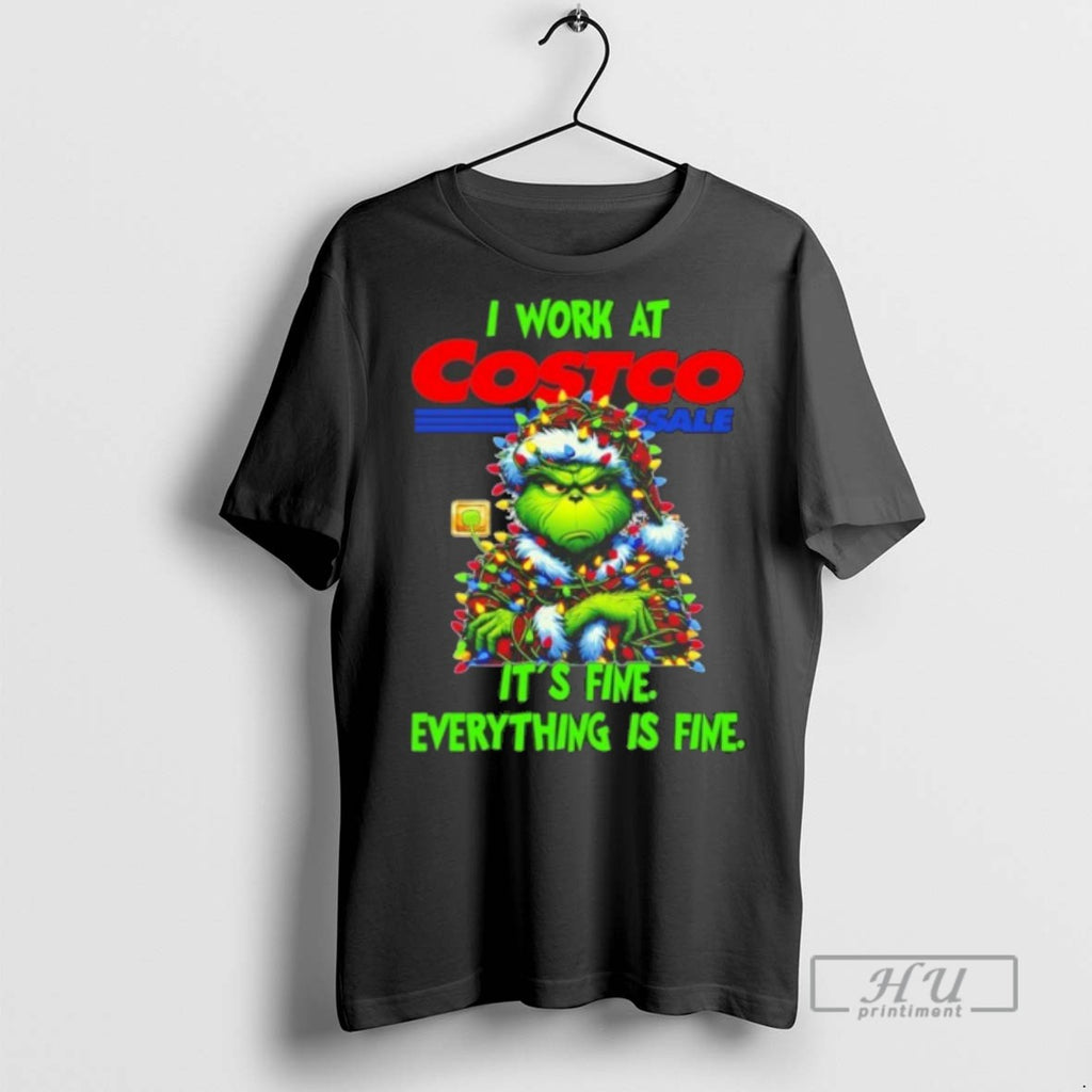 Trending Officials Grinch Santa I Work At Costco Wholesale Its Fine Everything Is Fine Christmas T-Shirts, Hoodie, Sweatshirt