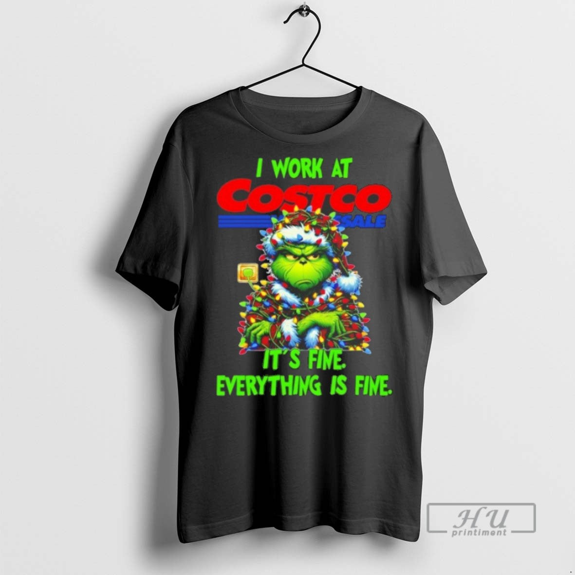 Trending Officials Grinch Santa I Work At Costco Wholesale Its Fine Everything Is Fine Christmas T-Shirts, Hoodie, Sweatshirt